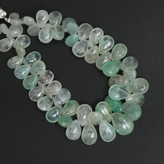 Malachite in Quartz Smooth Pear Beads, 5x7 mm to 10x13 mm, Malachite in Quartz Jewelry Making Beads, 8 Inches Full Strand, Price Per Strand