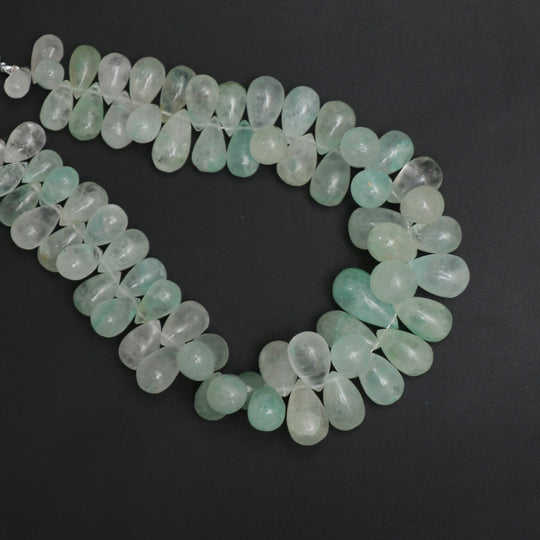 Malachite in Quartz Smooth Drop Beads, 5x9 mm to 8.5x13 mm, Malachite in Quartz Jewelry Making Beads, 8 Inches Full Strand, Price Per Strand