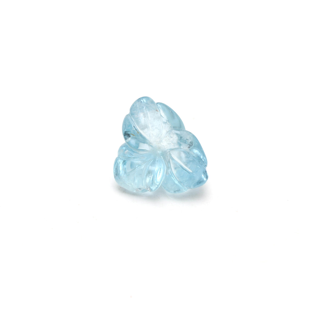 Natural Aquamarine Flower Carving Loose Gemstone - 16.5x16.5 mm - Aquamarine Flower Carving Smooth Gemstone, 1 Piece - National Facets, Gemstone Manufacturer, Natural Gemstones, Gemstone Beads