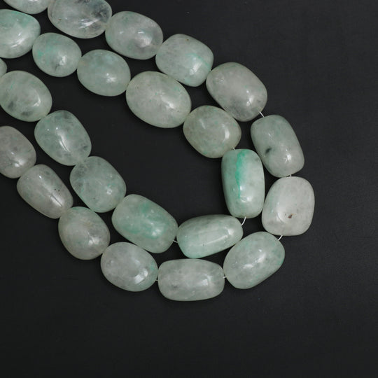 Malachite in Quartz Smooth Tumble Beads, 10x14 mm to 15.5x20 mm, Malachite in Quartz Jewelry Making Beads, 18 Inches Full Strand, Price Per Strand