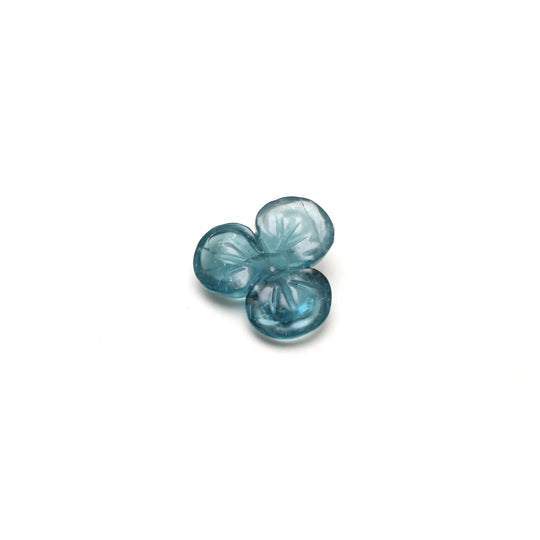 Natural Aquamarine Flower Carving Loose Gemstone - 13.5x13.5 mm - Aquamarine Flower Carving Smooth Gemstone, 1 Piece