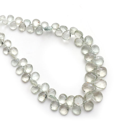 Natural Green Sunstone Faceted Pear Beads, 4x5.5 mm to 7.5x10 mm, Sunstone Jewelry Making Beads, 8 Inches Full Strand, Price Per Strand