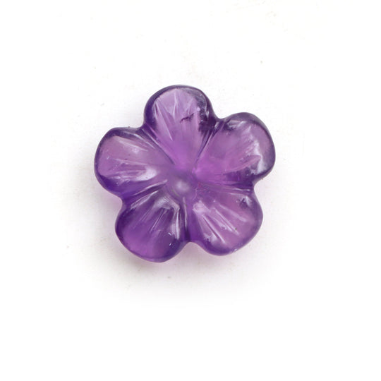Natural Amethyst Flower Carving Loose Gemstone, 15x15 mm, Amethyst Jewelry Making Gemstone, 1 Pieces