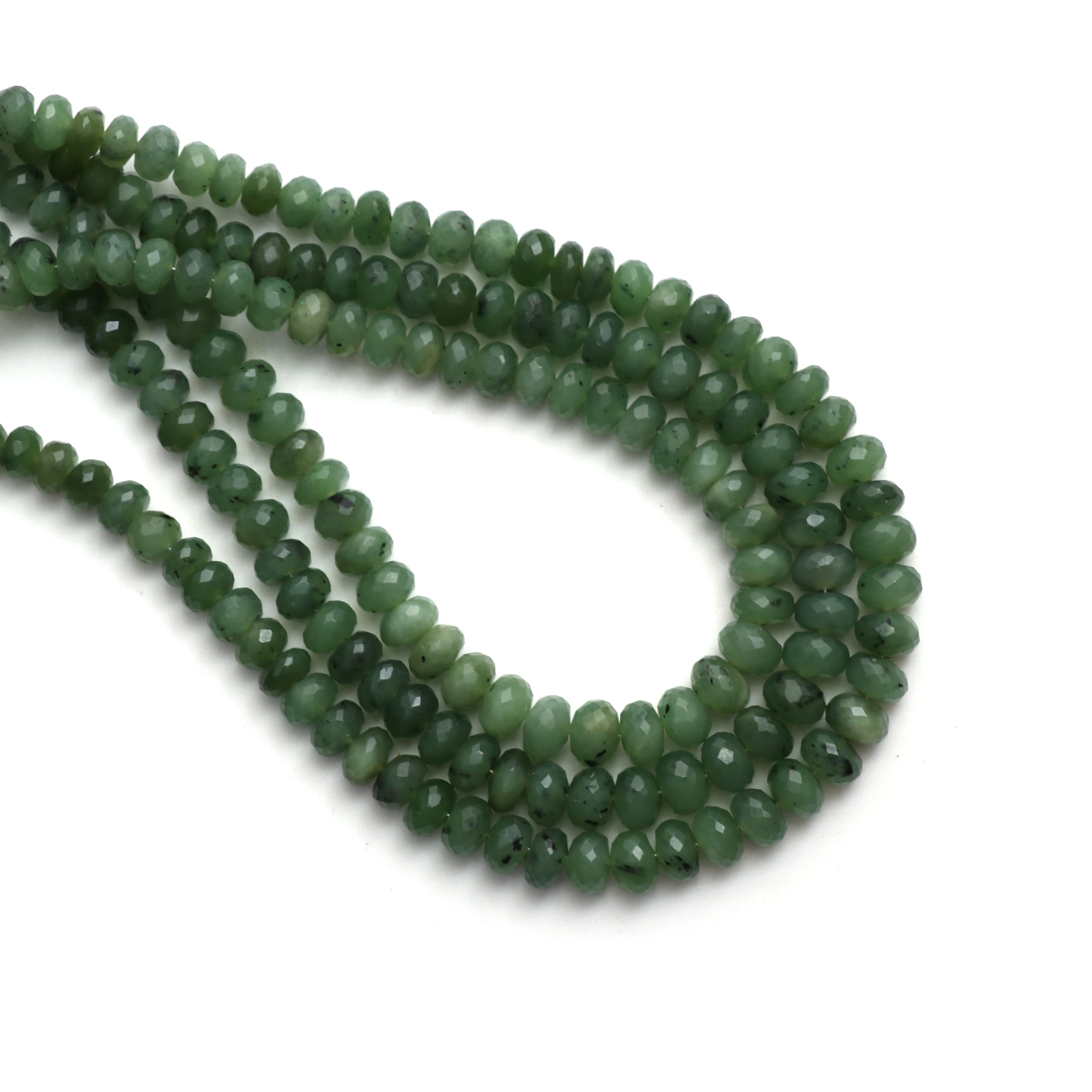 Nephrite Jade Faceted Rondelle Beads, 5.5 mm to 7 mm, Jade Jewelry Handmade  , 18 Inches Strand, Price Per Strand