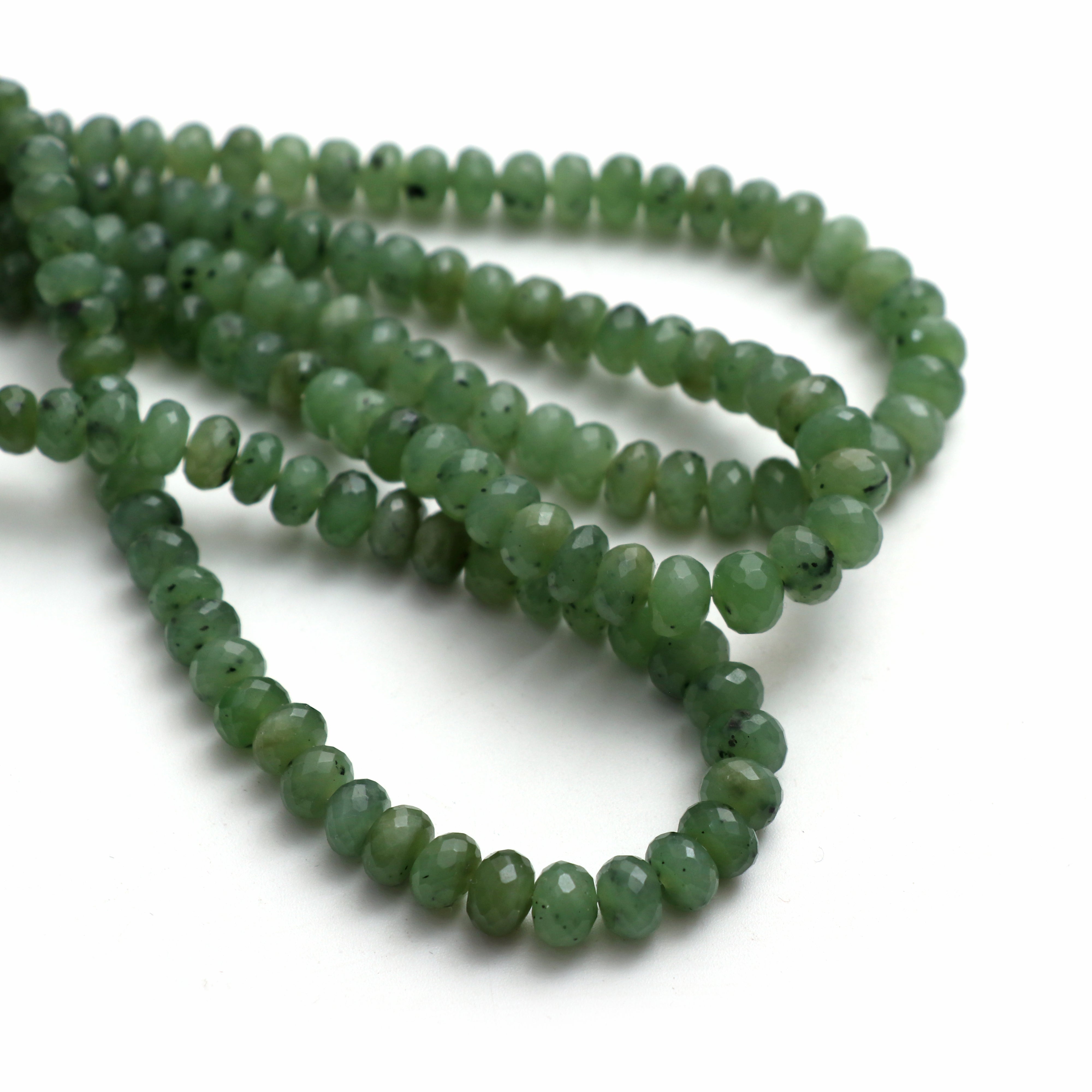 Nephrite Jade Faceted Rondelle Beads, 5.5 mm to 7 mm, Jade Jewelry Han –  National Facets