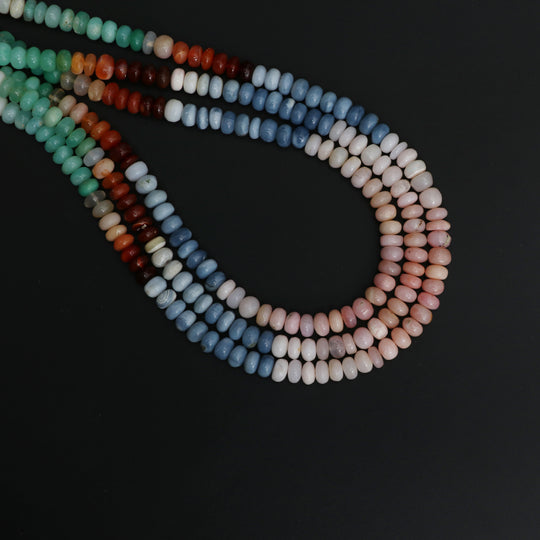 Multi Opal Smooth Rondelle Beads, 6 mm to 7 mm, Multi Opal Jewelry Making Beads, 18 Inches Full Strand, Price Per Strand