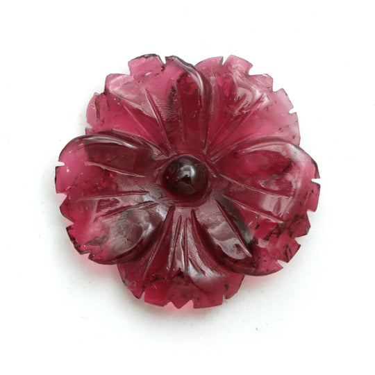 Natural Tourmaline Flower Carving Loose Gemstone, 23x23 mm, Tourmaline Jewelry Making Gemstone, 1 Piece