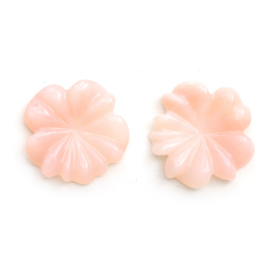 ピンクオパール フラワー カービング ルース ジェムストーン、17x17.5 mm、ピンクオパール ジュエリーメイキング ジェムストーン、ペア (2 個)