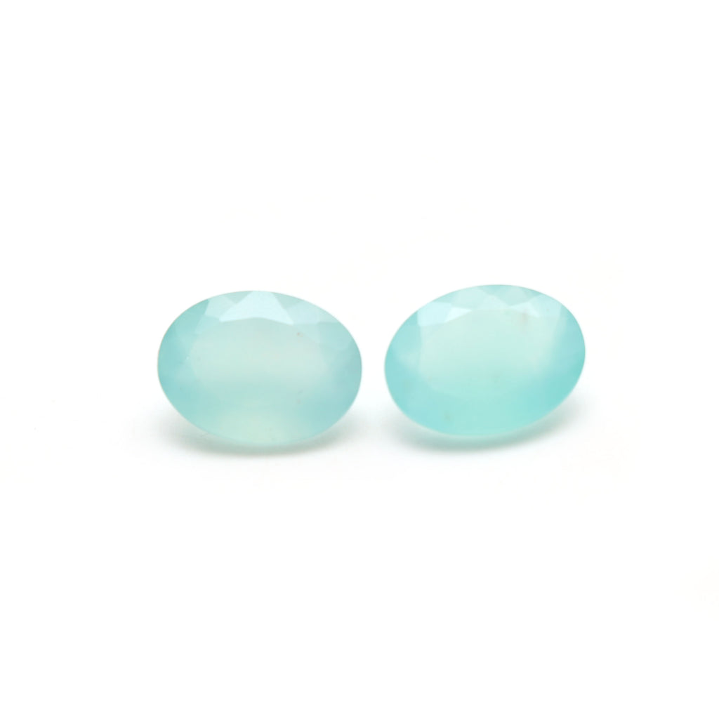 Natural Aqua Chalcedony Faceted Oval Loose Gemstone, 12x16 mm, Chalcedony Jewelry Making Gemstone, Chalcedony Oval, 1 Pair - National Facets, Gemstone Manufacturer, Natural Gemstones, Gemstone Beads