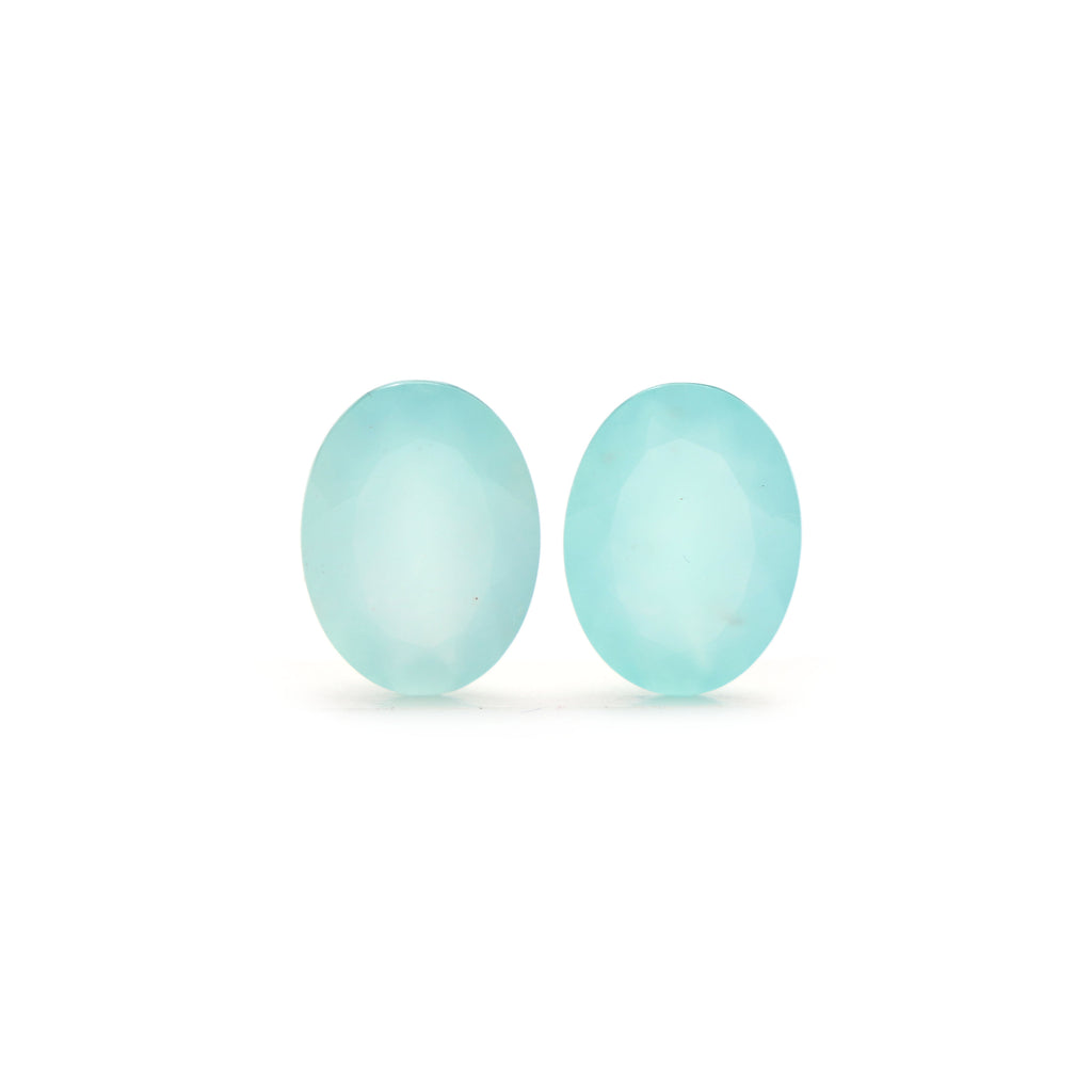 Natural Aqua Chalcedony Faceted Oval Loose Gemstone, 12x16 mm, Chalcedony Jewelry Making Gemstone, Chalcedony Oval, 1 Pair - National Facets, Gemstone Manufacturer, Natural Gemstones, Gemstone Beads