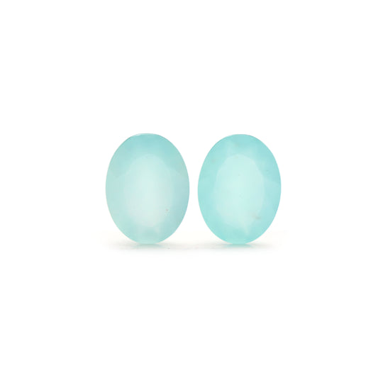 Natural Aqua Chalcedony Faceted Oval Loose Gemstone, 12x16 mm, Chalcedony Jewelry Making Gemstone, 1 Pair