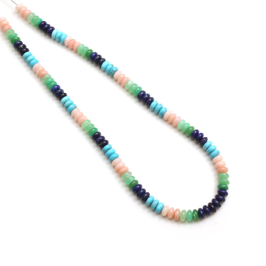 Natural Mix Semi Smooth Rondelle Beads, 8mm, Rainbow Color Gemstone,18 Inches Full Strand, Price Per Strand
