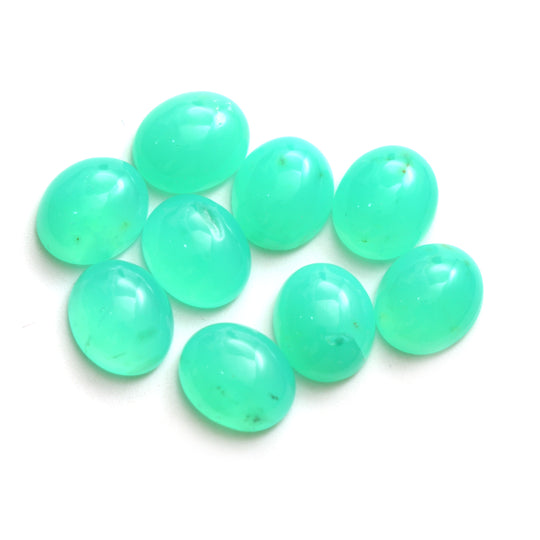 Natural Green Opal Smooth Oval Cabochon Loose Gemstone, 10x12 mm, Opal Jewelry Making Gemstone, 9 Pieces