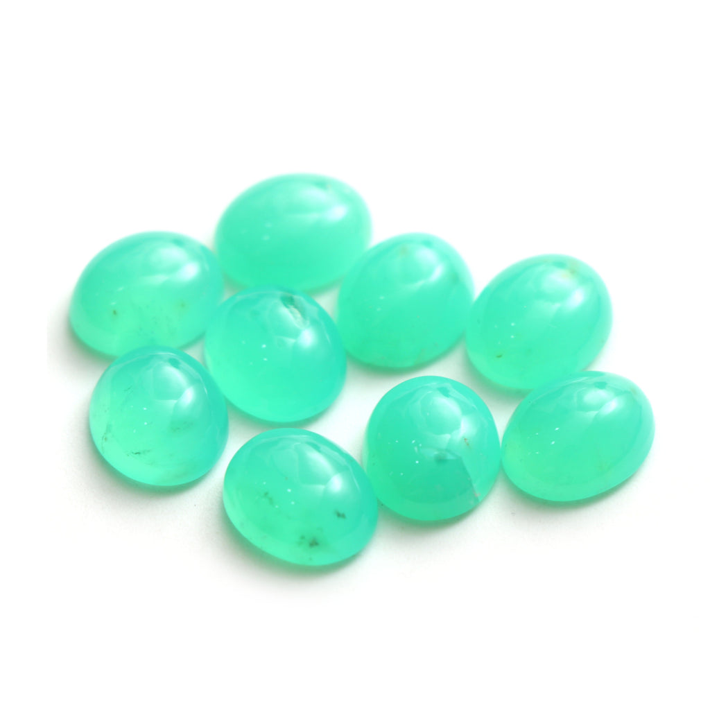 Natural Green Opal Smooth Oval Cabochon Loose Gemstone, 10x12 mm, Green Opal Jewelry Making Loose Gemstone, Opal Cabochon, 9 Pieces - National Facets, Gemstone Manufacturer, Natural Gemstones, Gemstone Beads