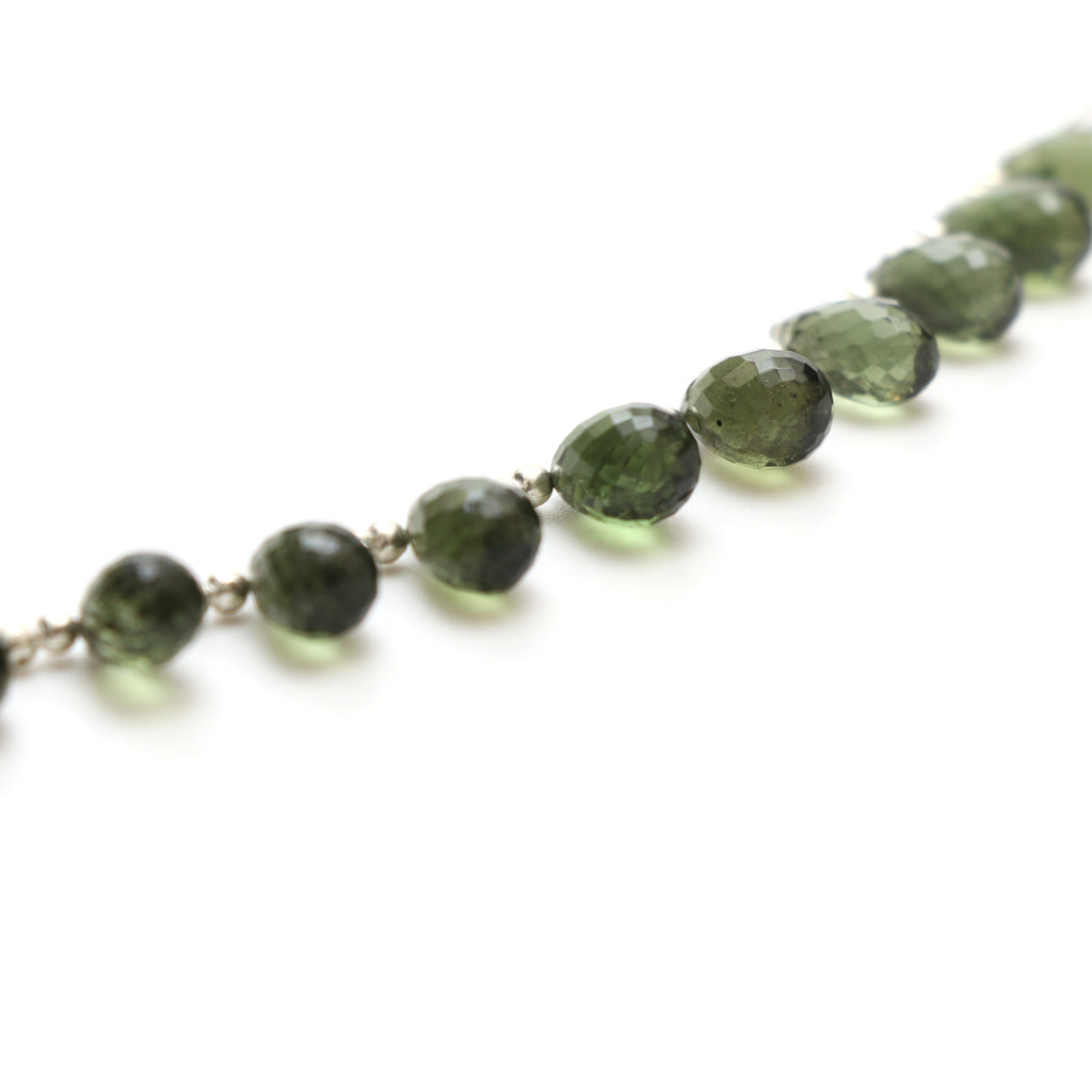 Natural Moldavite Faceted Drop Beads, 6x10 mm to 6.5x10 mm, Moldavite Drop Jewelry Making Beads, 3.5 Inch Full Strand, Price Per Strand - National Facets, Gemstone Manufacturer, Natural Gemstones, Gemstone Beads, Gemstone Carvings