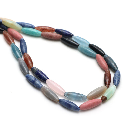 Natural Mix Semi Smooth Barrel Beads, 7x22 mm, Mix Semi Jewelry Making Beads, 19 Inches Full Strand, Price Per Strand