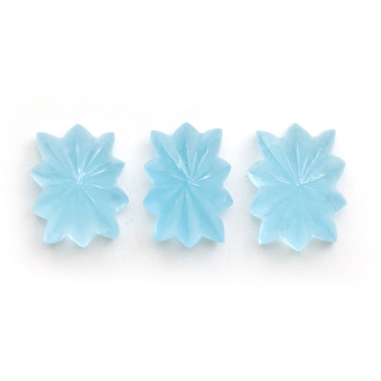Milky Aquamarine Rectangle Carving Loose Gemstone, 13.5x18.5 mm to 14.5x19 mm, Aquamarine Jewelry Making Gemstone, Set of 3 Pieces