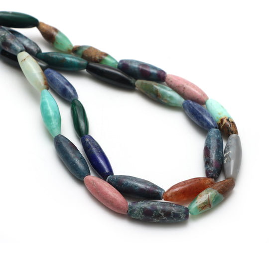 Natural Mix Semi Smooth Barrel Beads, 7x21 mm, Mix Semi Jewelry Making Beads, 19 Inches Full Strand, Price Per Strand