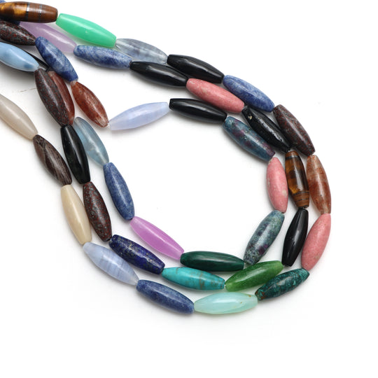 Natural Mix Semi Smooth Barrel Beads, 7x22 mm, Mix Semi Jewelry Making Beads, 19 Inches Full Strand, Price Per Strand