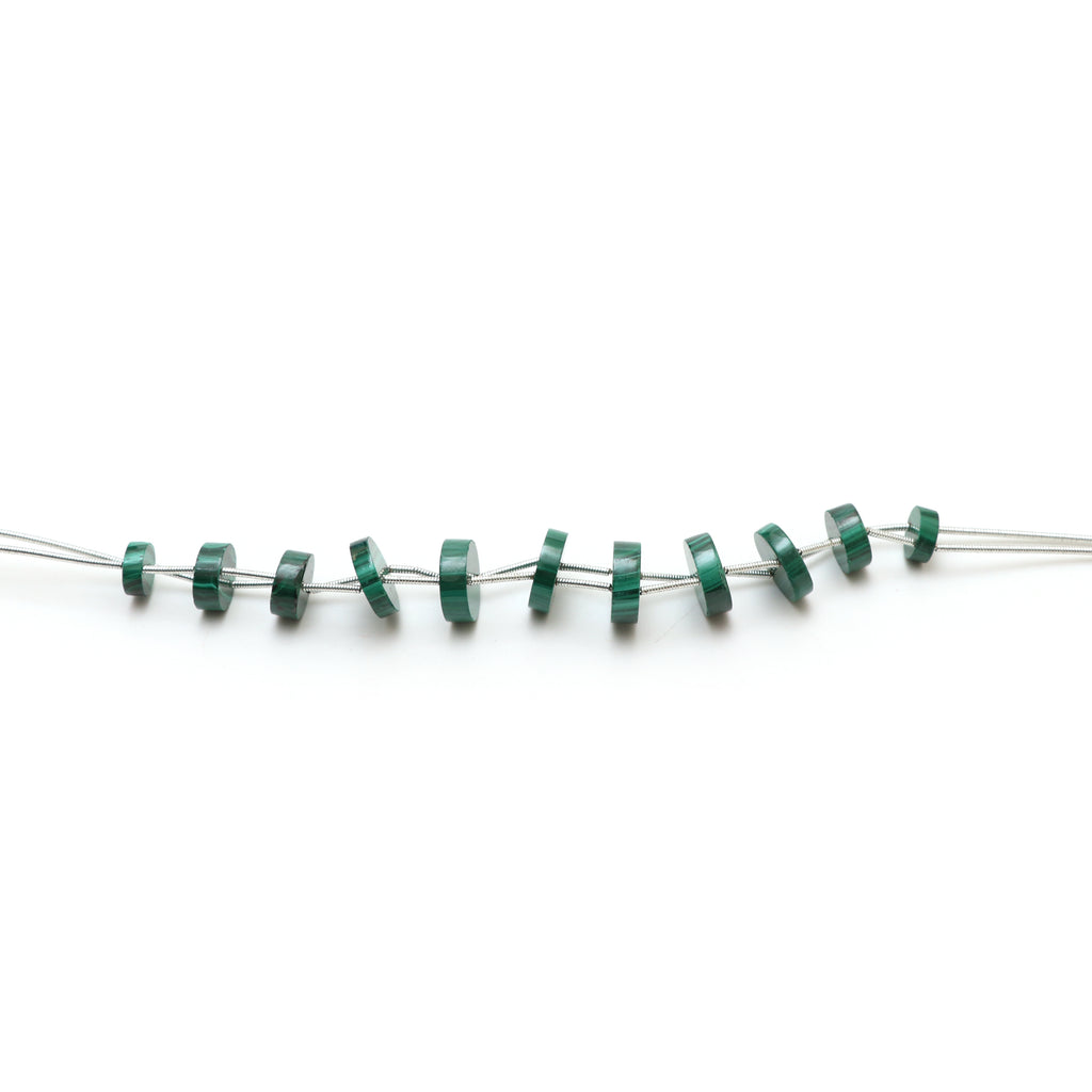 Natural Malachite Smooth Coin Both Side Flat Beads, 8 mm to 12 mm, Malachite Coin Jewelry Making Beads, 5 Inch, Price Per Strand - National Facets, Gemstone Manufacturer, Natural Gemstones, Gemstone Beads, Gemstone Carvings