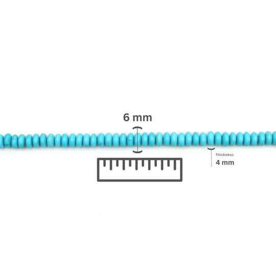 Turquoise Calibrated Smooth Rondelle Beads, 6 mm, Turquoise Jewelry Making Beads, 16 Inches Full Strand, Price Per Strand
