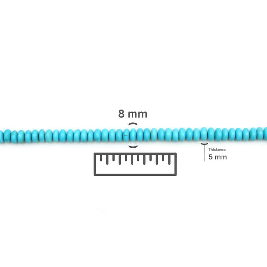 Turquoise Calibrated Smooth Rondelle Beads, 8 mm, Turquoise Jewelry Making Beads, 16 Inches Full Strand, Price Per Strand