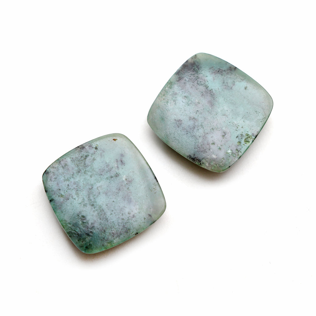 Natural Amethyst Soga Smooth Square Loose Gemstone, 20x20 mm, Amethyst Soga Jewelry Handmade Gift for Women, Pair ( 2 Pieces ) - National Facets, Gemstone Manufacturer, Natural Gemstones, Gemstone Beads