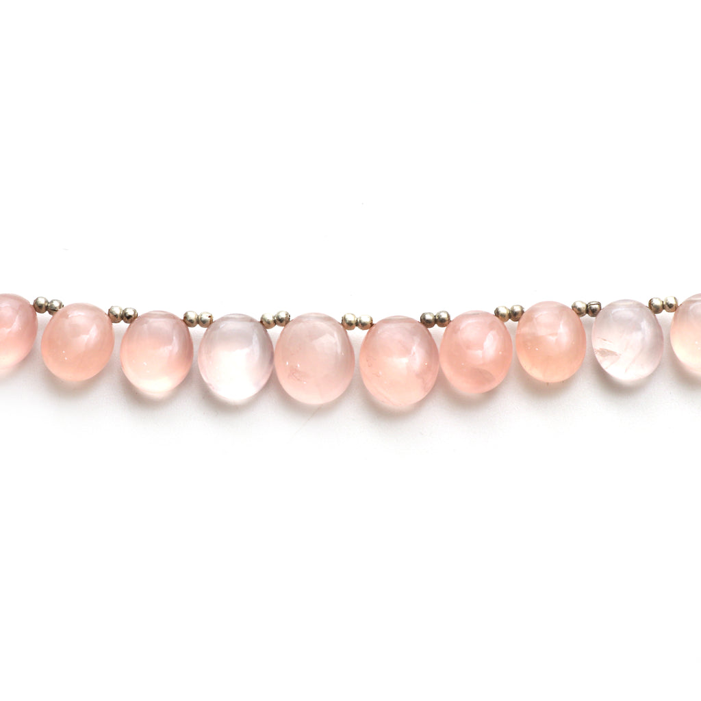 Natural Rose Quartz Smooth Oval Beads, 9x11 mm to 11x13 mm, Rose Quartz Oval Jewelry Making Beads,Quartz Side Drill, 12 CM, Price Per Strand - National Facets, Gemstone Manufacturer, Natural Gemstones, Gemstone Beads, Gemstone Carvings