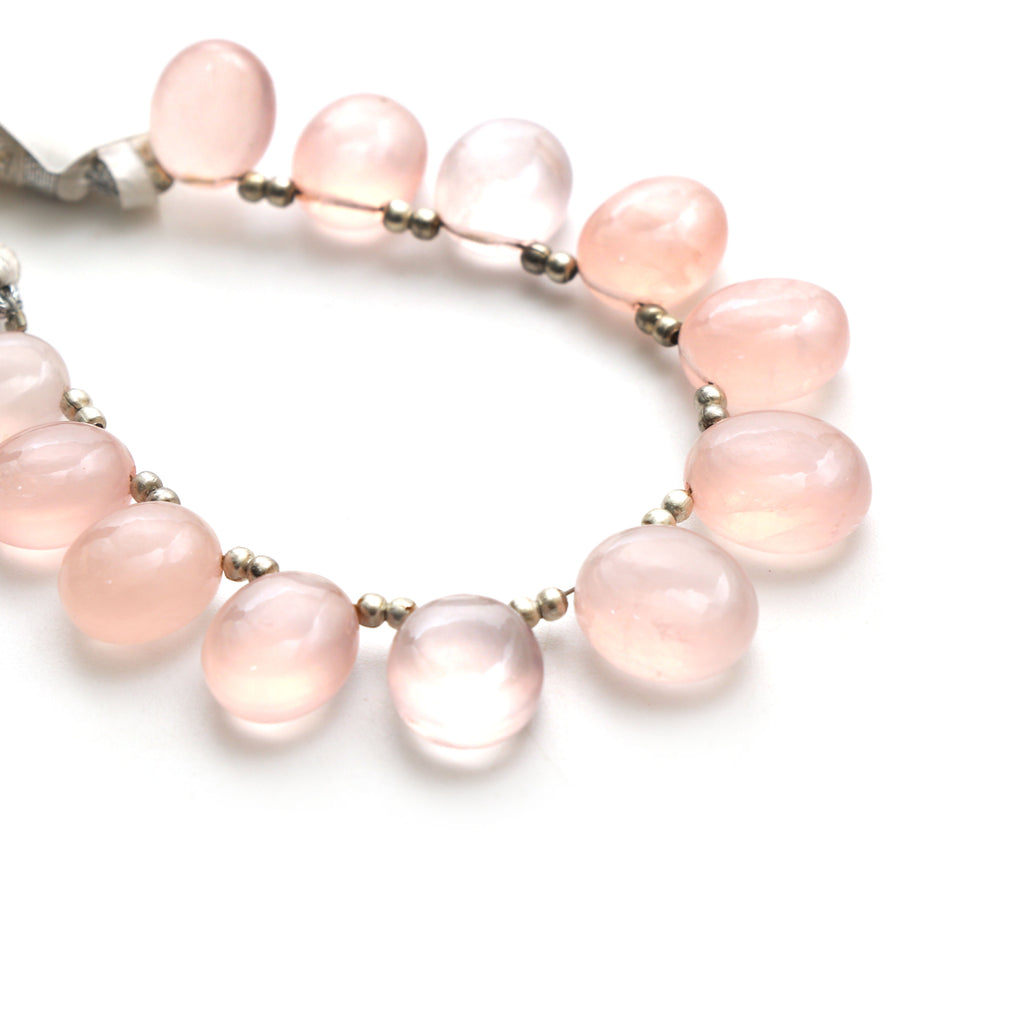 Natural Rose Quartz Smooth Oval Beads, 9x11 mm to 11x13 mm, Rose Quartz Oval Jewelry Making Beads,Quartz Side Drill, 12 CM, Price Per Strand - National Facets, Gemstone Manufacturer, Natural Gemstones, Gemstone Beads, Gemstone Carvings