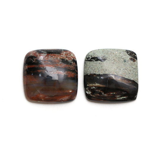 Natural Laguna Lace Smooth Square Loose Gemstone, 20x20 mm, Laguna Lace , Pair ( 2 Pieces )
