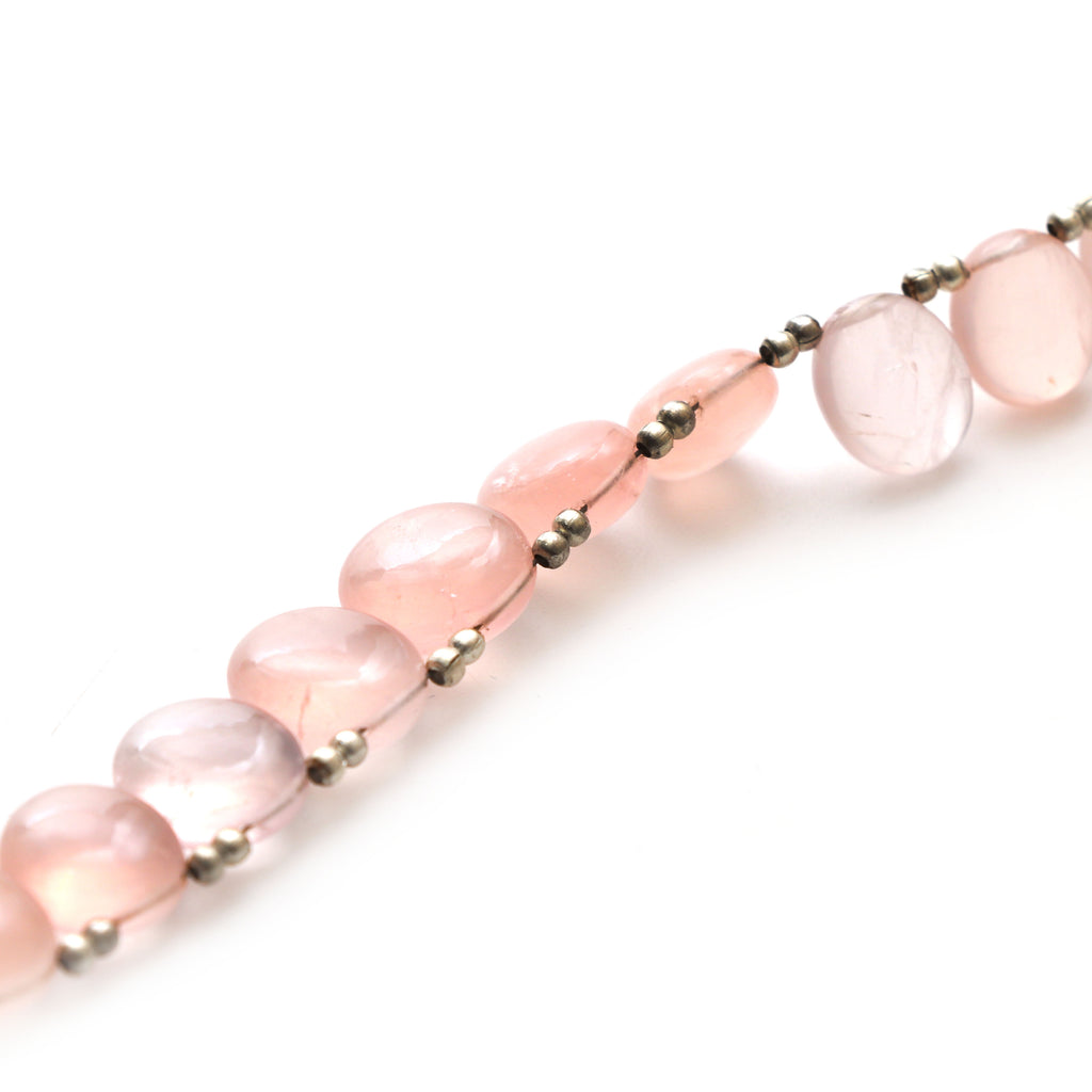 Natural Rose Quartz Smooth Oval Beads, 9x11 mm to 11x13 mm, Rose Quartz Oval Jewelry Making Beads,Quartz Side Drill, 12 CM, Price Per Strand - National Facets, Gemstone Manufacturer, Natural Gemstones, Gemstone Beads, Gemstone Carvings