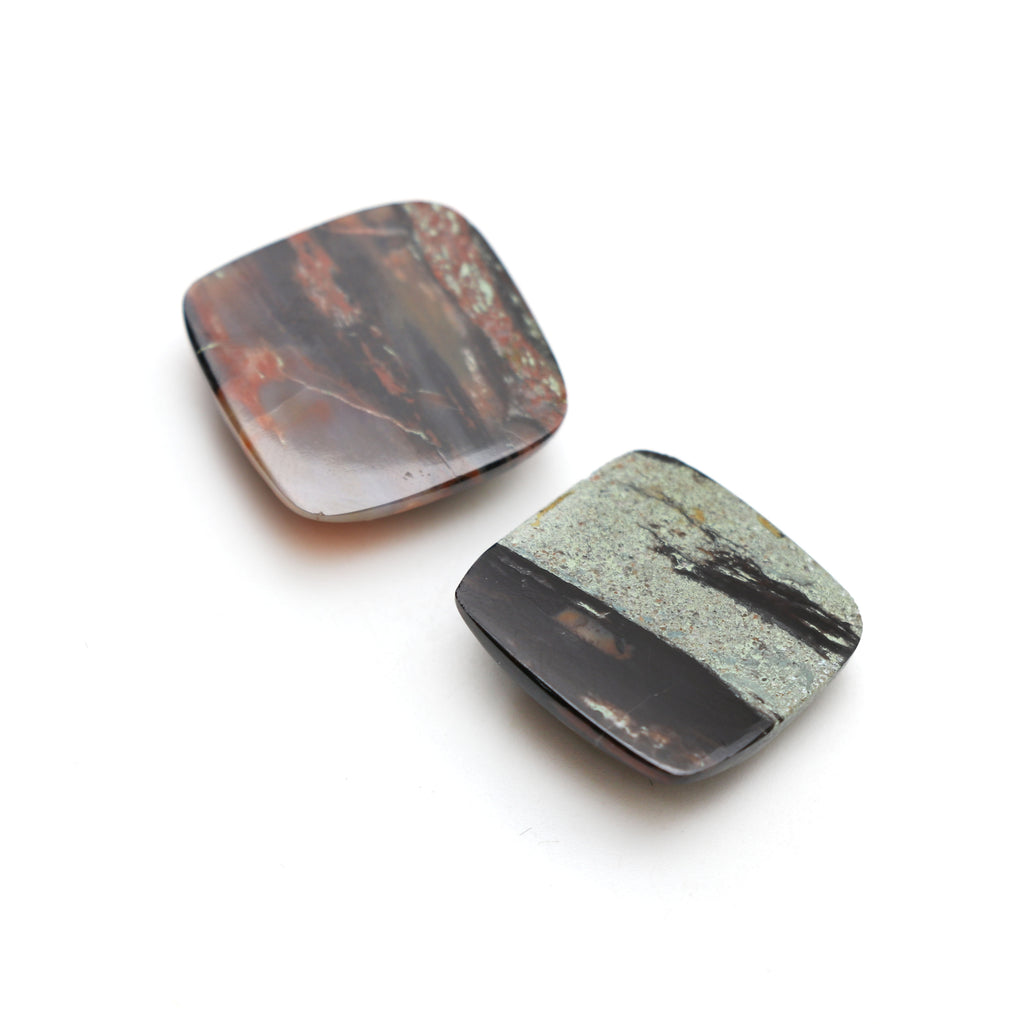 Natural Laguna Lace Smooth Square Loose Gemstone, 20x20 mm, Laguna Lace Jewelry Handmade Gift for Women, Pair ( 2 Pieces ) - National Facets, Gemstone Manufacturer, Natural Gemstones, Gemstone Beads
