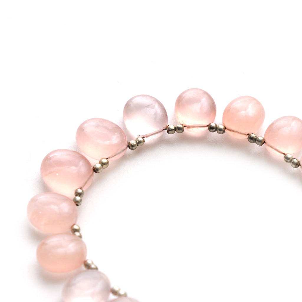 Natural Rose Quartz Smooth Oval Beads, 9x11 mm to 11x13 mm, Rose Quartz Oval Jewelry Making Beads,Quartz Side Drill, 12 CM, Price Per Strand - National Facets, Gemstone Manufacturer, Natural Gemstones, Gemstone Beads, Gemstone Carvings