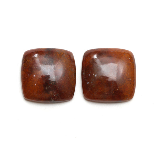 Natural Aqua Nueva Moss Smooth Square Loose Gemstone, 20x20 mm, Aqua Nueva Moss Jewelry Making Gemstone, Pair ( 2 Pieces )