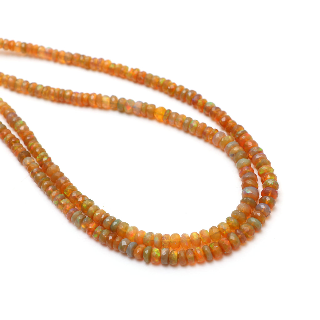 Natural Honey Ethiopian Opal Faceted Beads, 3mm to 5mm, Ethiopian Opal Rondelle Jewelry Beads, 18 Inches, Price Per Strand - National Facets, Gemstone Manufacturer, Natural Gemstones, Gemstone Beads, Gemstone Carvings