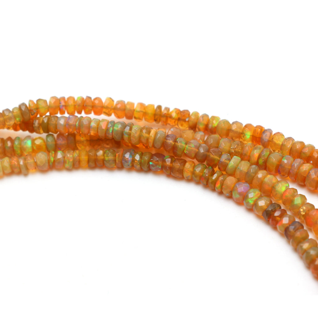 Natural Honey Ethiopian Opal Faceted Beads, 3mm to 5mm, Ethiopian Opal Rondelle Jewelry Beads, 18 Inches, Price Per Strand - National Facets, Gemstone Manufacturer, Natural Gemstones, Gemstone Beads, Gemstone Carvings