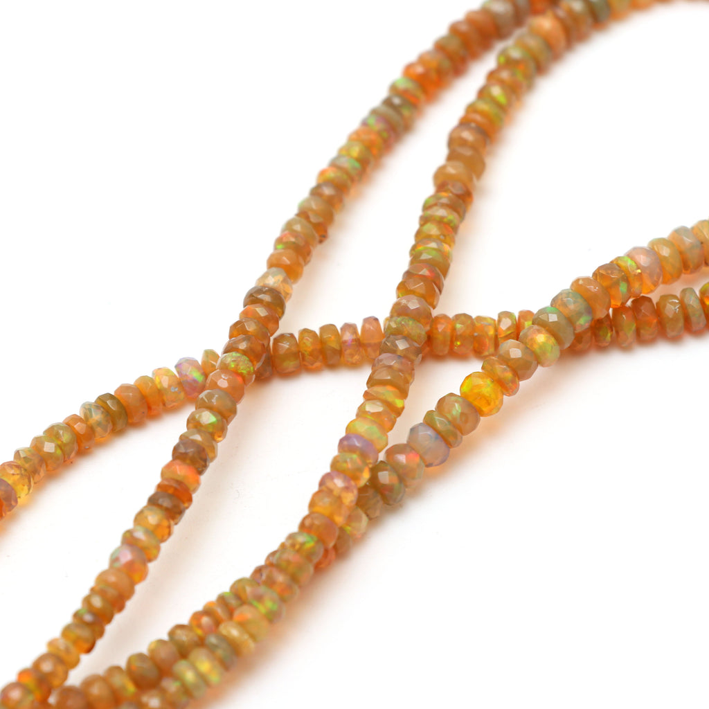 Natural Honey Ethiopian Opal Faceted Beads, 3mm to 5mm, Ethiopian Opal Rondelle Jewelry Beads, 18 Inches, Price Per Strand - National Facets, Gemstone Manufacturer, Natural Gemstones, Gemstone Beads, Gemstone Carvings