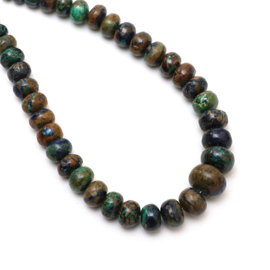 Azurite Malachite Smooth Rondelle Beads, 4 mm to 11 mm, Azurite Malachite Jewelry Making Beads, 9 Inches Strand, Price Per Strand