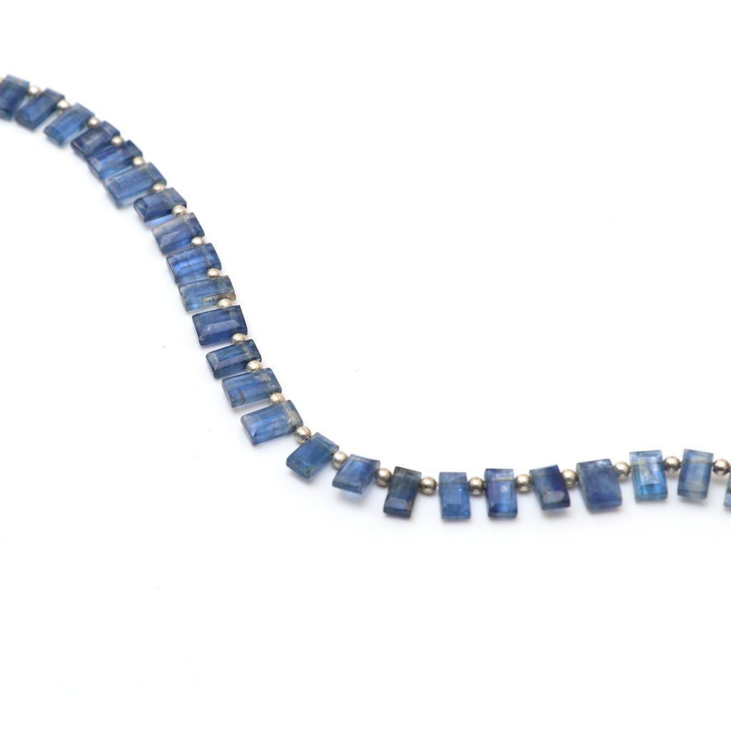 Kyanite Faceted Rectangle Beads, 4x7 mm to 4.5x8 mm, Kyanite Jewelry Handmade Gift For Women, 8 Inches Full Strand, Price Per Strand - National Facets, Gemstone Manufacturer, Natural Gemstones, Gemstone Beads, Gemstone Carvings