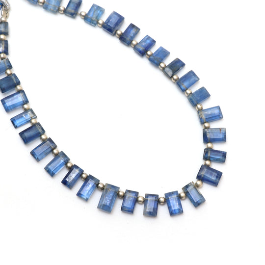 Kyanite Faceted Rectangle Beads, 4x7 mm to 4.5x8 mm, Kyanite Jewelry Making Beads, 8 Inches Full Strand, Price Per Strand