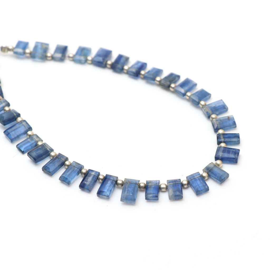 Kyanite Faceted Rectangle Beads, 4x7 mm to 4.5x8 mm, Kyanite Jewelry Handmade Gift For Women, 8 Inches Full Strand, Price Per Strand - National Facets, Gemstone Manufacturer, Natural Gemstones, Gemstone Beads, Gemstone Carvings