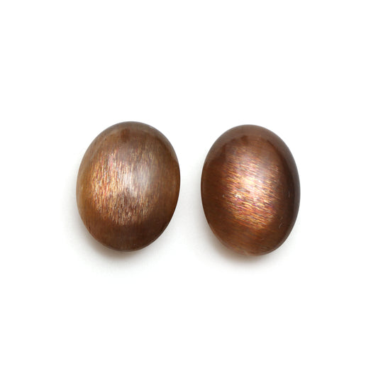 Natural Moonstone One Side Polished Oval Loose Gemstone, 15x19 mm, Moonstone , Pair ( 2 Pieces )