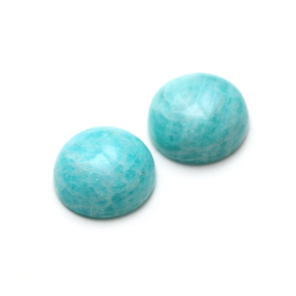 Natural Amazonite Smooth Round Cabochon Loose Gemstone, 20x20 mm, Amazonite Jewelry Handmade Gift for Women, Pair ( 2 Pieces ) - National Facets, Gemstone Manufacturer, Natural Gemstones, Gemstone Beads