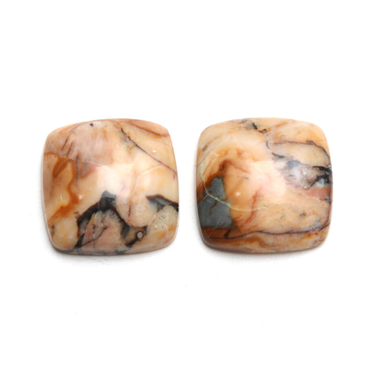 Natural Venus Jasper Smooth Square Loose Gemstone, 20x20 mm, Venus Jasper , Pair ( 2 Pieces )