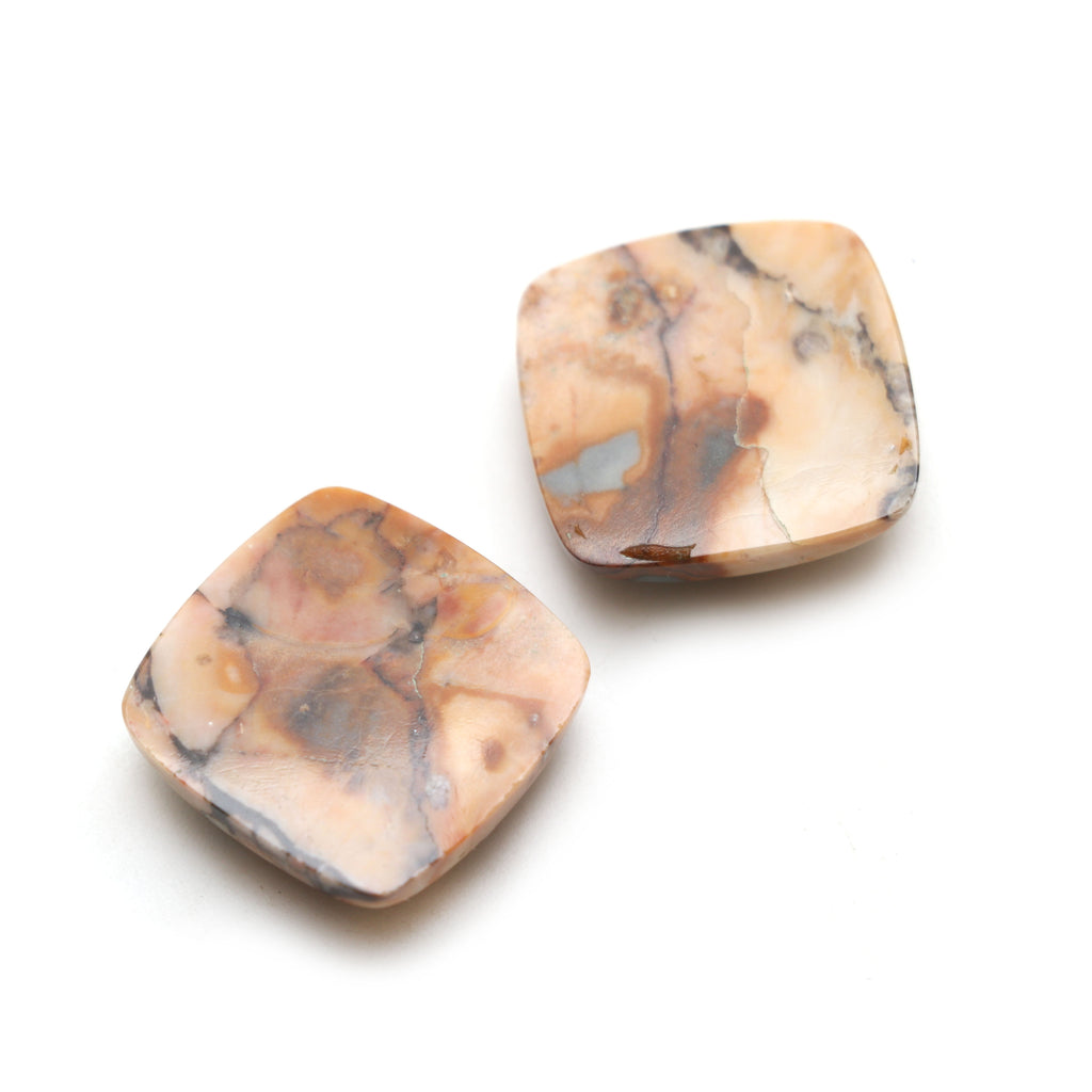 Natural Venus Jasper Smooth Square Loose Gemstone, 20x20 mm, Venus Jasper Jewelry Handmade Gift for Women, Pair ( 2 Pieces ) - National Facets, Gemstone Manufacturer, Natural Gemstones, Gemstone Beads