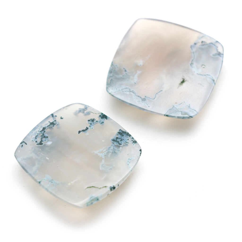Natural Blue Opal Smooth Square Loose Gemstone, 27x27 mm, Blue Opal Jewelry Handmade Gift for Women, Pair ( 2 Pieces ) - National Facets, Gemstone Manufacturer, Natural Gemstones, Gemstone Beads