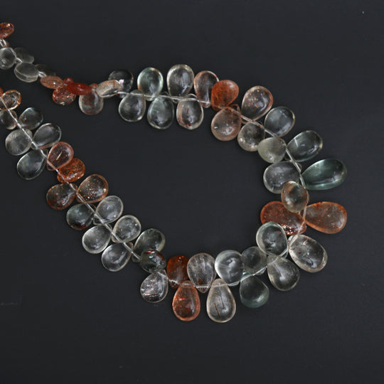 サンストーン スムース ペア ビーズ、5x7mm ～ 7x11mm、サンストーン ジュエリー メイキング ビーズ、8 インチ フル ストランド、1 ストランドあたりの価格