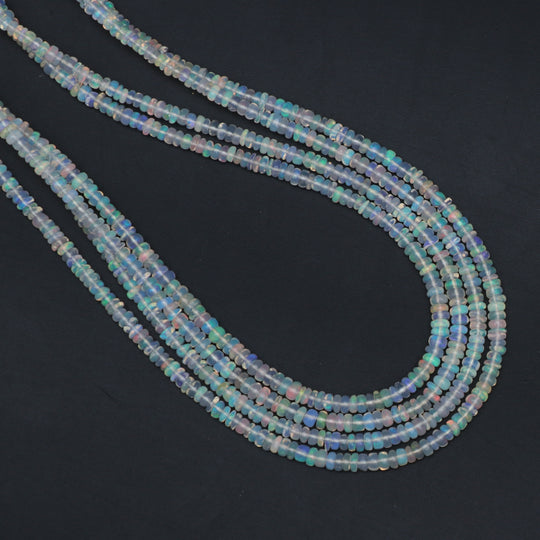 Ethiopian Opal Smooth Rondelle Beads, 2.5 mm to 3.5 mm, Opal Jewelry Making Beads, 16 Inch Full Strand, Price Per Strand