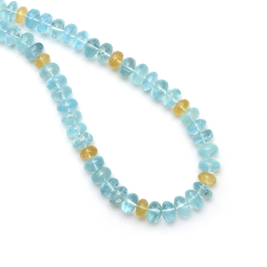 Multi Aquamarine Smooth Rondelle Beads