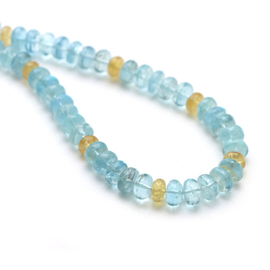 Multi Aquamarine Smooth Rondelle Beads, 7 mm To 8 mm, Multi Aquamarine Jewelry Making Beads, 18 Inches Full Strand, Price Per Strand